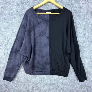 Enti Sweatshirt Womens Medium Black Tie Dye Stretch Pullover Colorblock